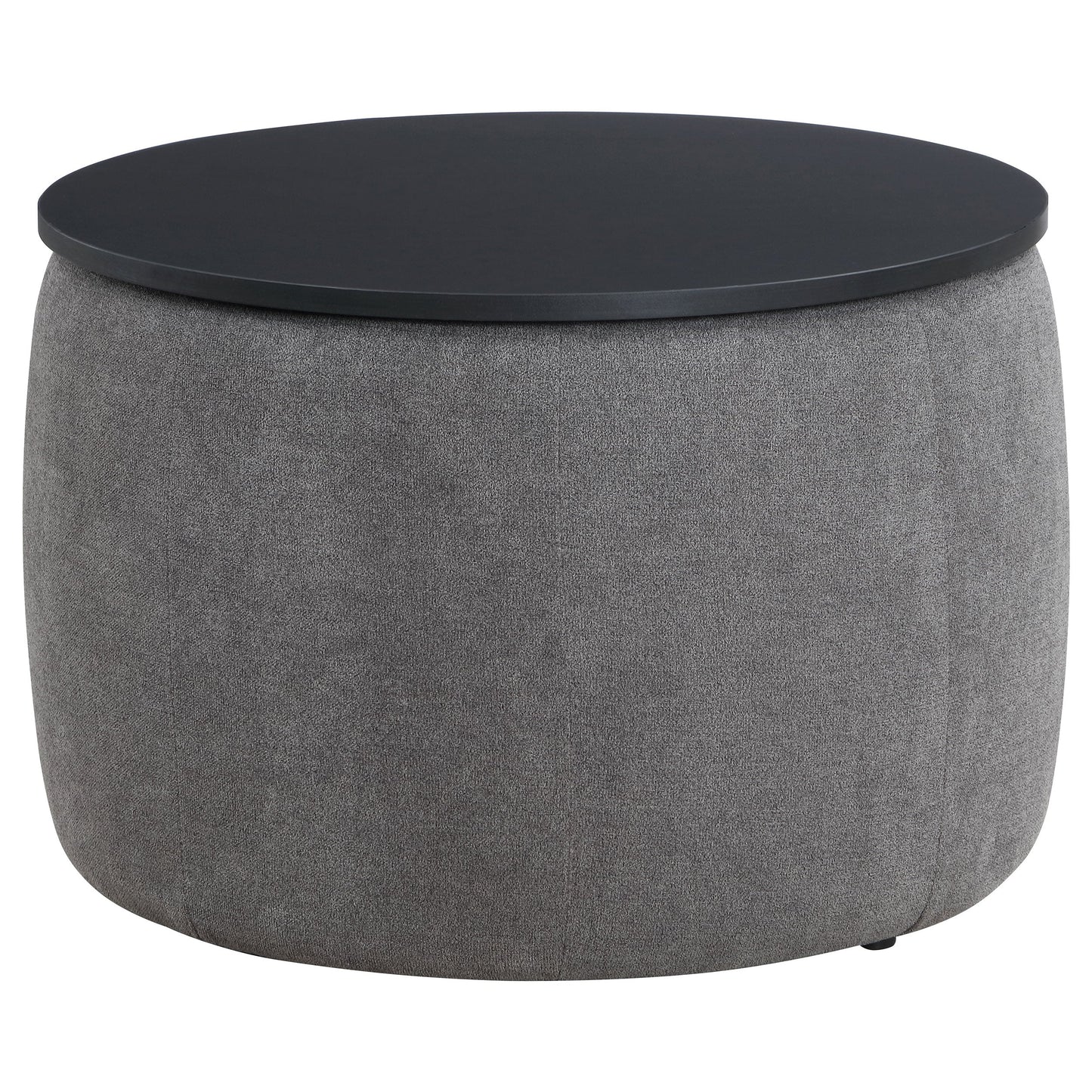 Tesoro Upholstered Round Lift Top Storage Ottoman Grey and Black