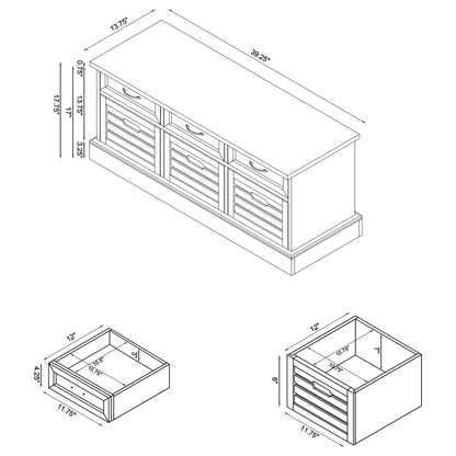 Alma 3-drawer Storage Bench White and Weathered Grey