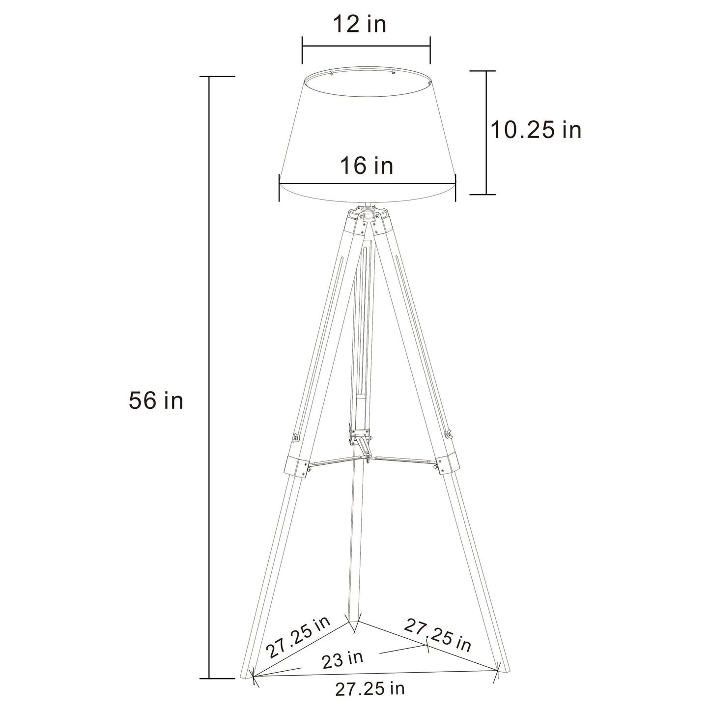 Dayton Adjustable Empire Shade Tripod Floor Lamp Grey