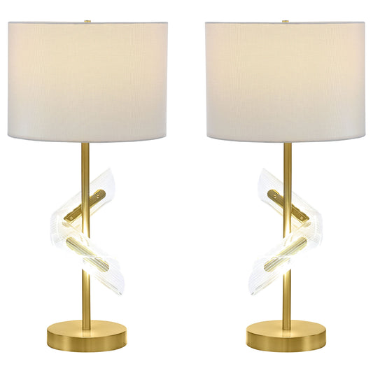 Kingsley 30-inch Drum Shade Table Lamp Gold (Set of 2)