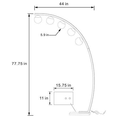 Cody 78-inch Spherical 5-light Arc Metal Floor Lamp Black