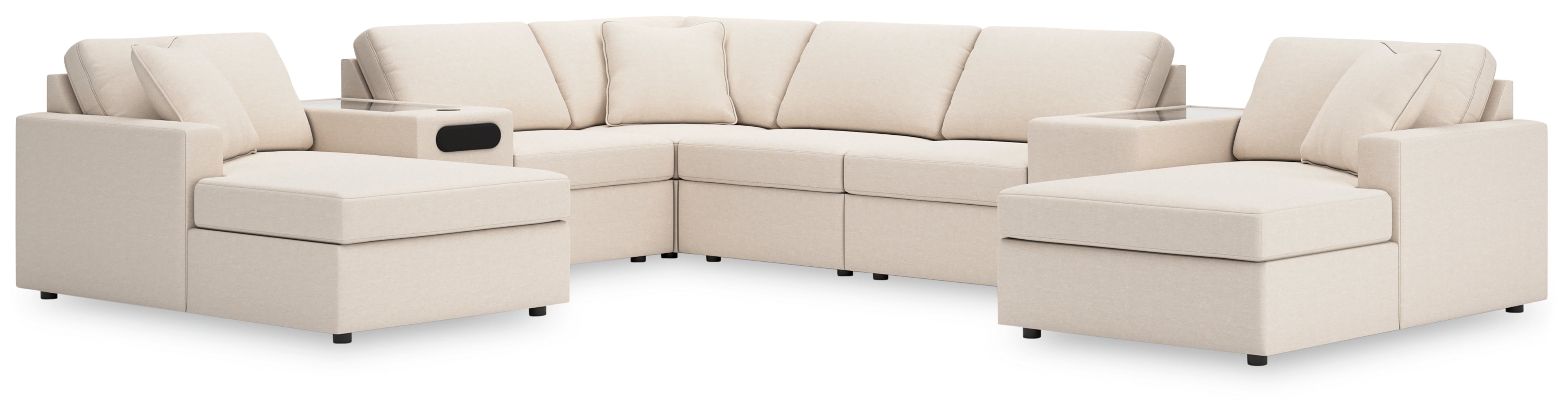 Modmax 8-Piece Double Chaise Sectional with Audio and Storage Consoles