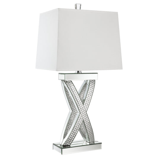 Dominick Table Lamp with Rectange Shade White and Mirror