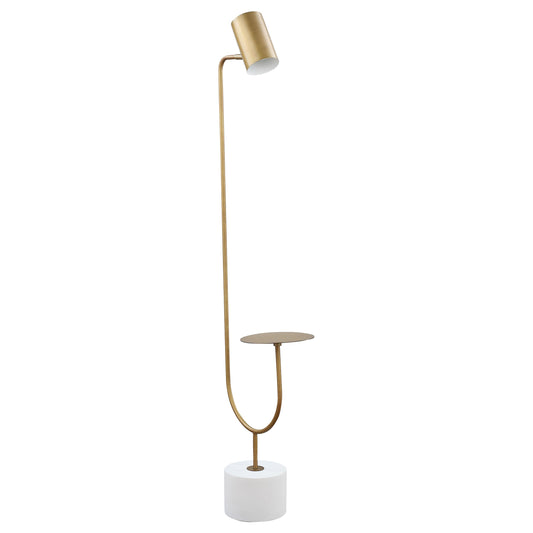 Jodie Round Base Floor Lamp Antique Brass and Grey