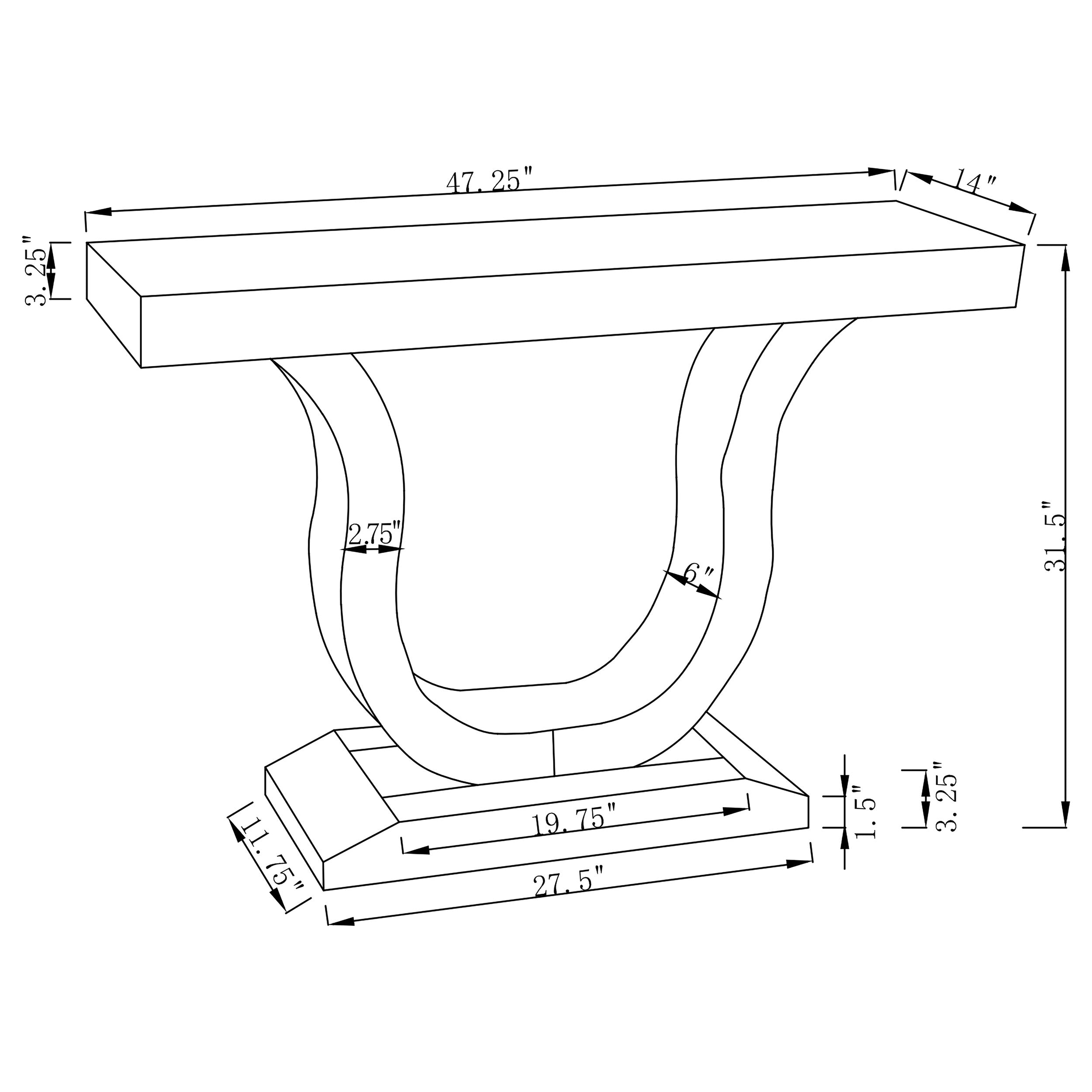 Saanvi Console Table with U-shaped Base Clear Mirror