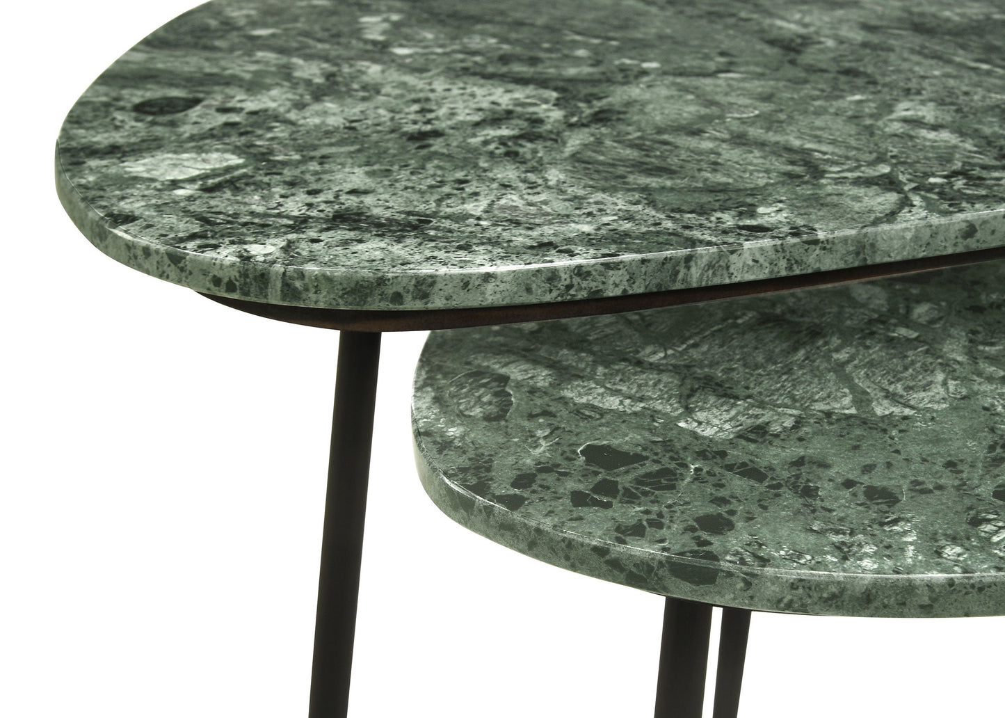 Tobias 2-piece Triangular Marble Top Nesting Table Green and Black