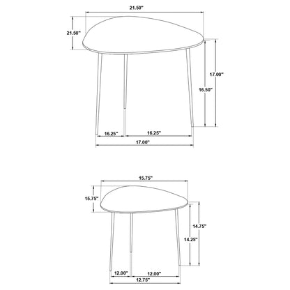 Tobias 2-piece Triangular Marble Top Nesting Table Green and Black