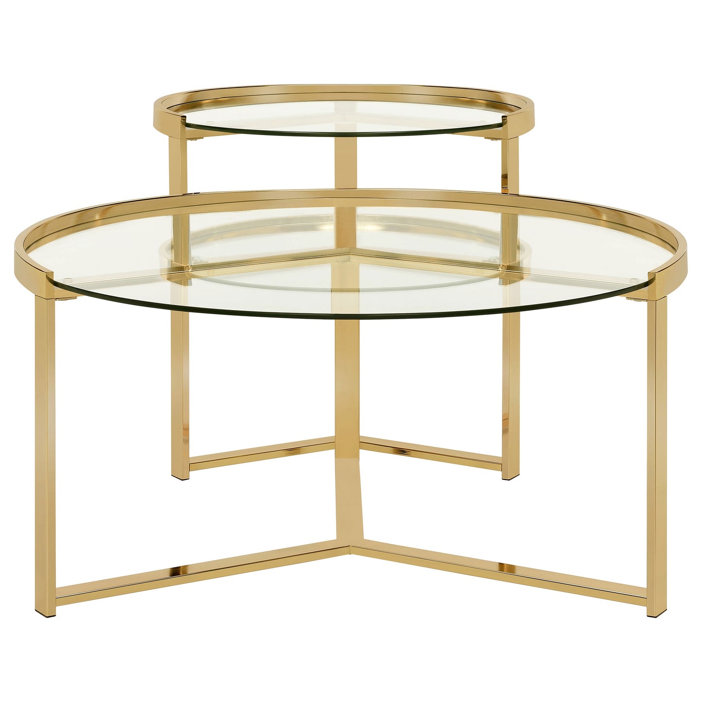 Delia 2-piece Round Nesting Table Clear and Gold