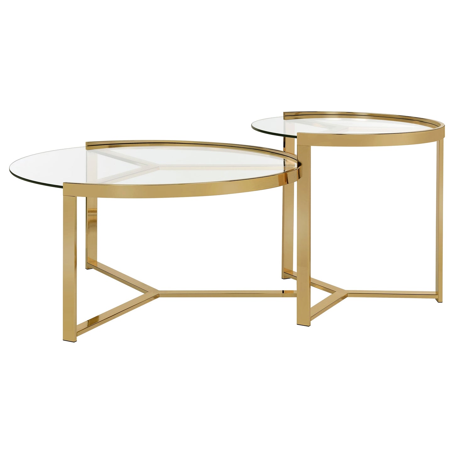 Delia 2-piece Round Nesting Table Clear and Gold