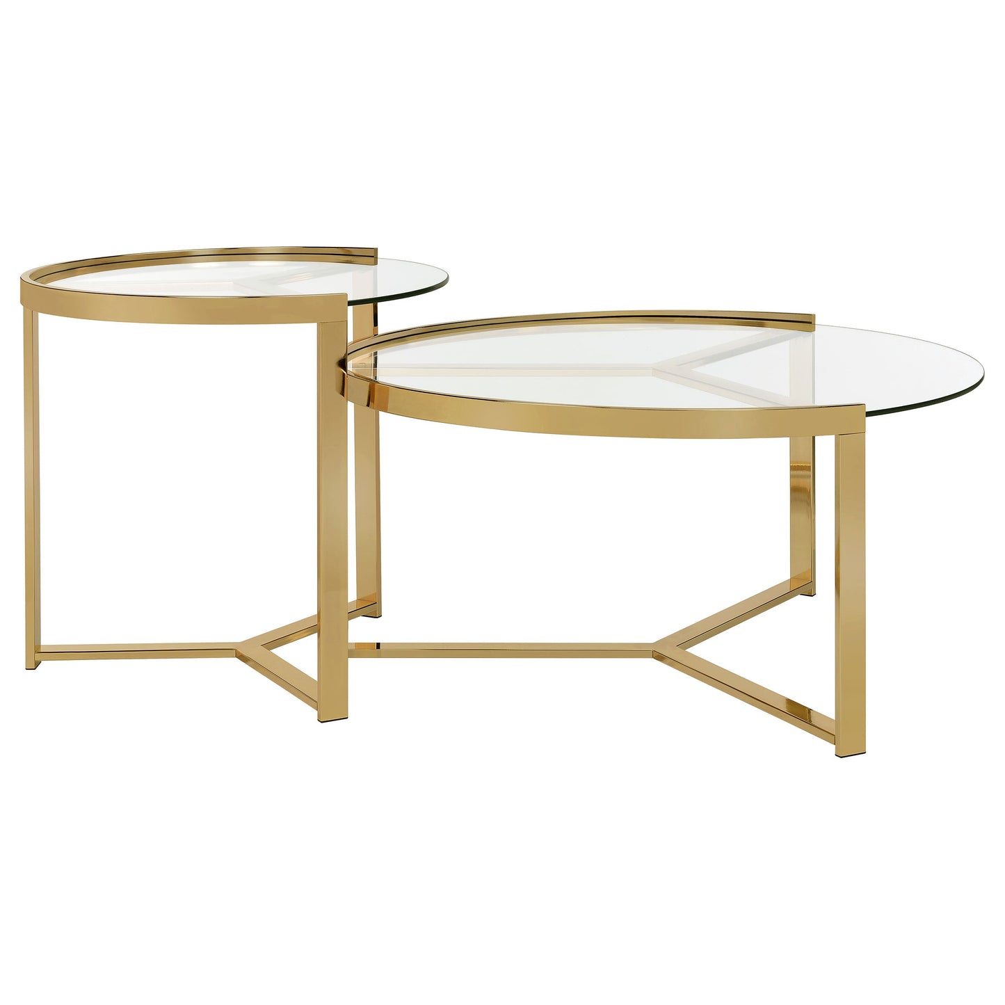 Delia 2-piece Round Nesting Table Clear and Gold