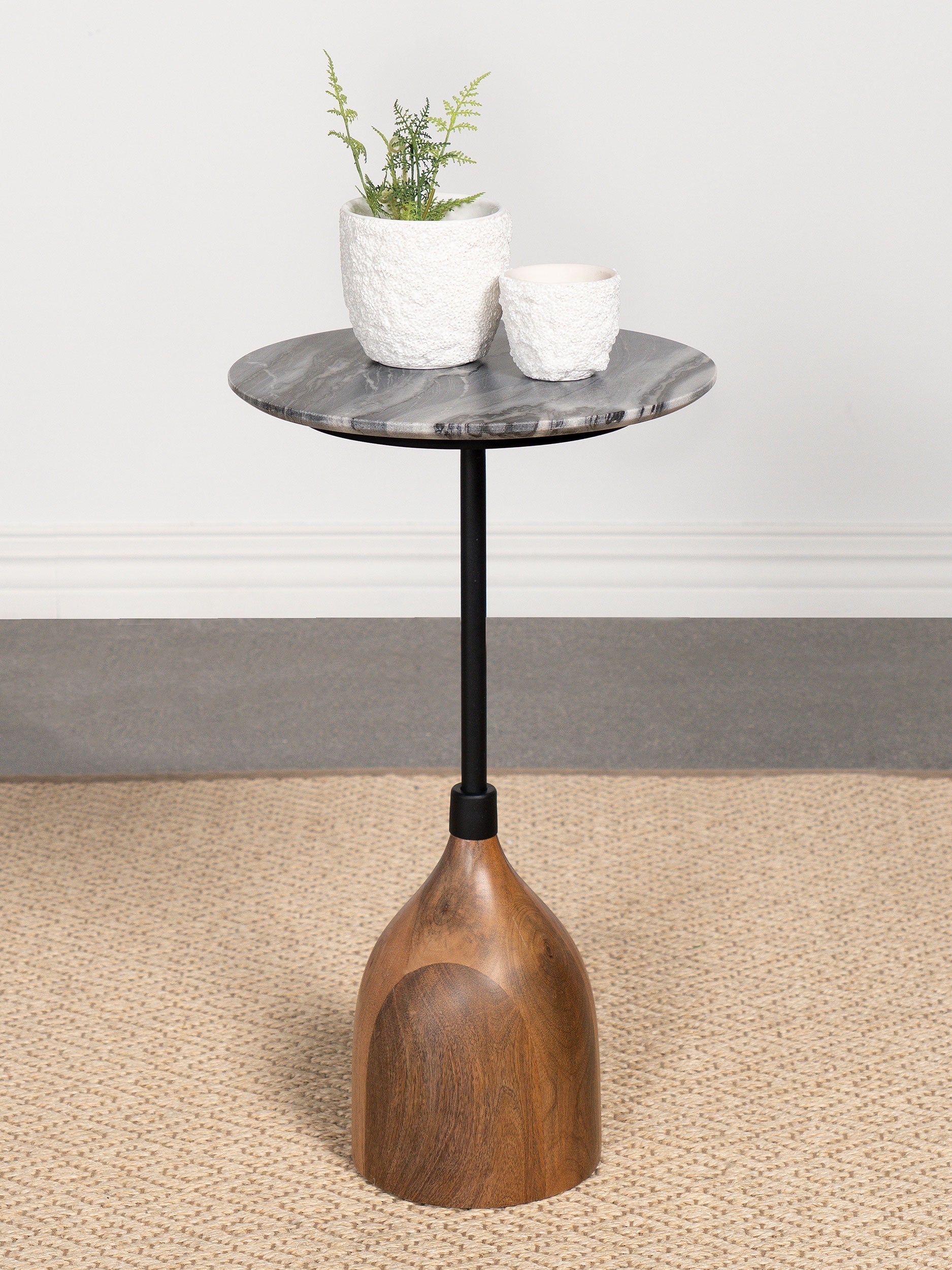 Ophelia Round Marble Top Side Table Black