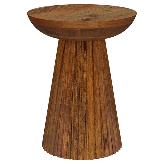 Aureo Round Solid Wood Accent Side Table Wild Honey