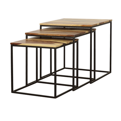 Belcourt 3-piece Square Nesting Tables Natural and Black