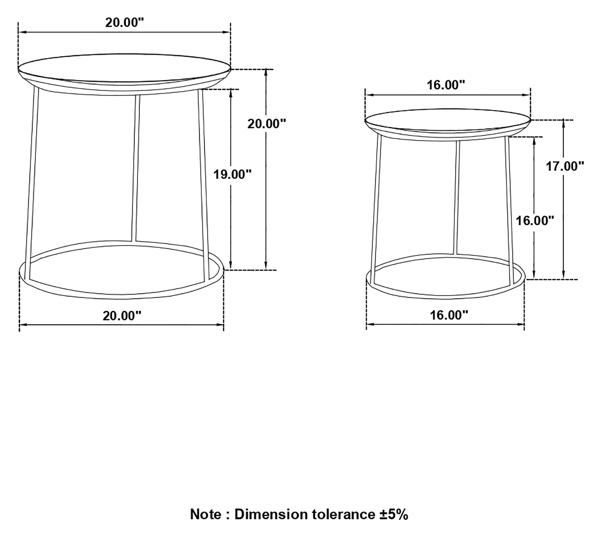 Loannis 2-piece Round Nesting Table Matte Black