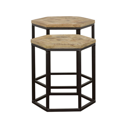 Adger 2-piece Hexagon Nesting Tables Natural and Black