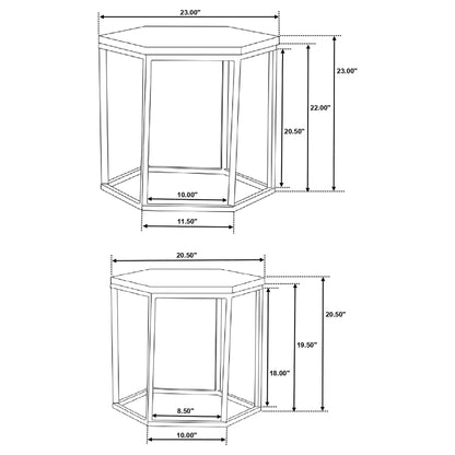 Adger 2-piece Hexagon Nesting Tables Natural and Black