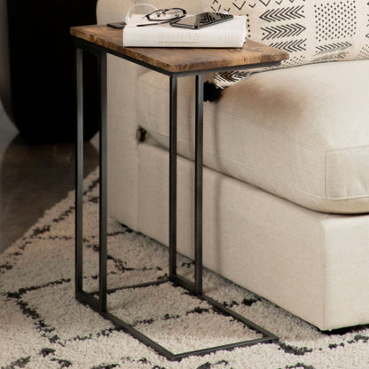 Rudy Snack Table with Power Outlet Gunmetal and Antique Brown