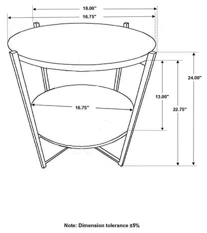 Axel Round Accent Table with Open Shelf Natural and Gunmetal