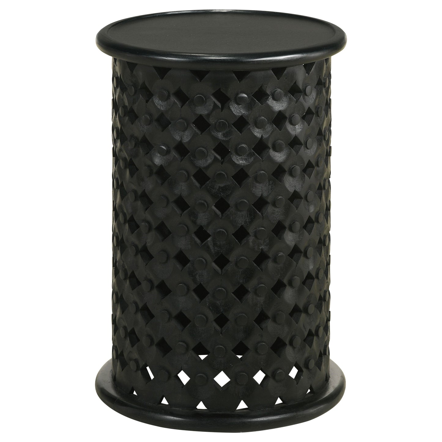 Krish 24-inch Round Accent Table Black Stain