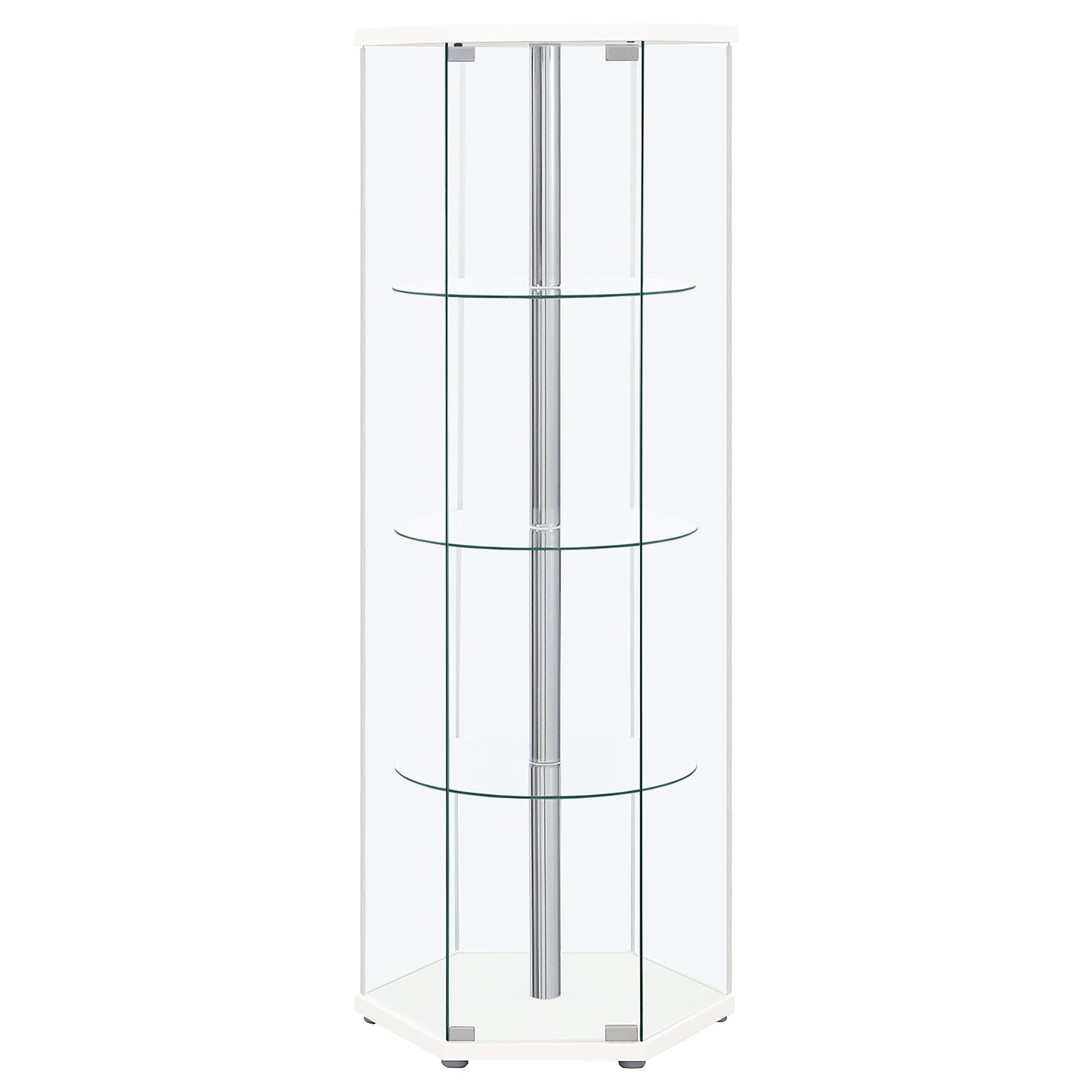 Zahavah 4-shelf Hexagon Shaped Curio Cabinet White and Clear