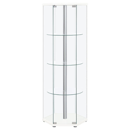 Zahavah 4-shelf Hexagon Shaped Curio Cabinet White and Clear