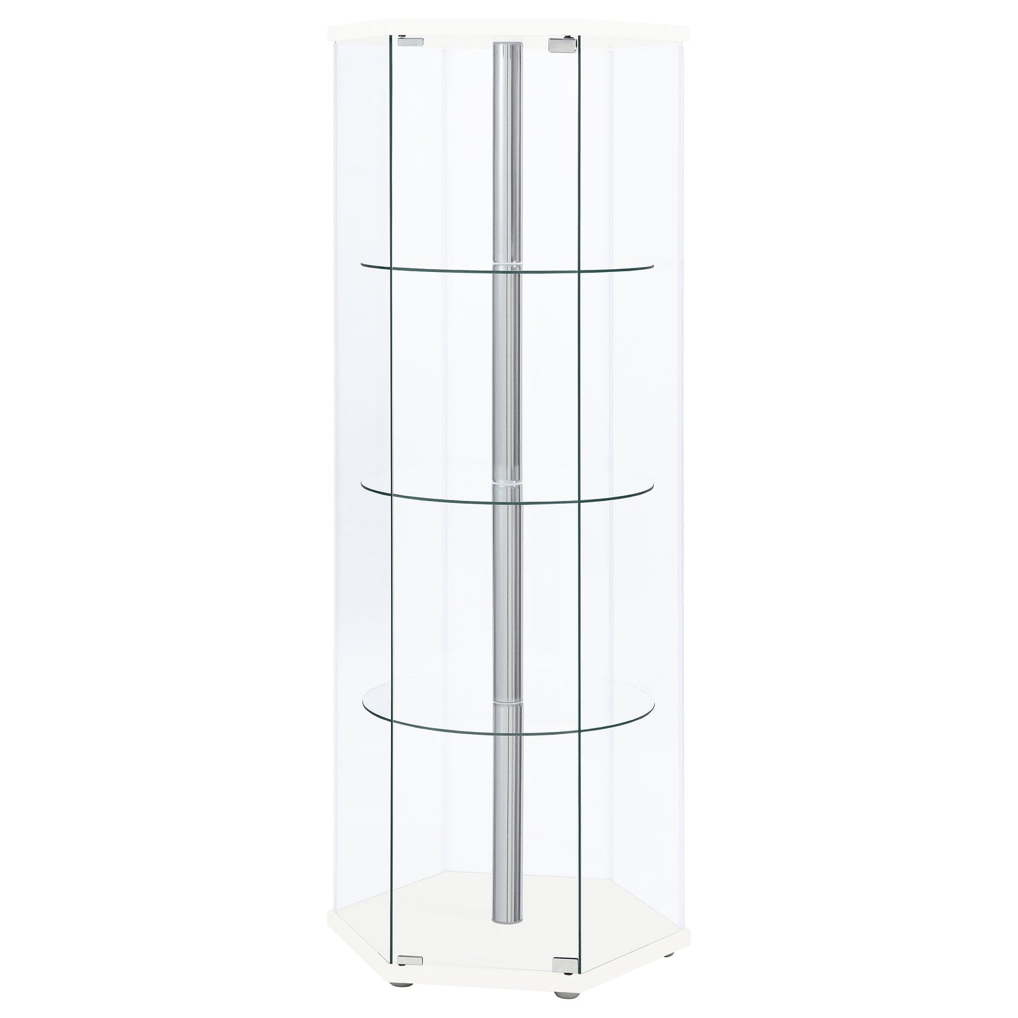 Zahavah 4-shelf Hexagon Shaped Curio Cabinet White and Clear