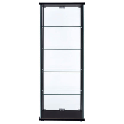 Delphinium 5-shelf Glass Curio Cabinet Black and Clear