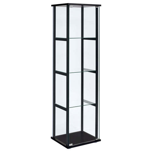 Cyclamen 4-shelf Glass Curio Cabinet Black and Clear