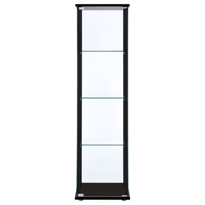 Cyclamen 4-shelf Glass Curio Cabinet Black and Clear