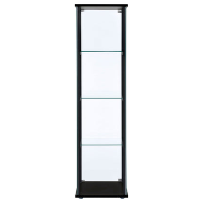 Cyclamen 4-shelf Glass Curio Cabinet Black and Clear