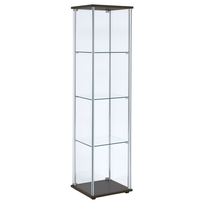 Bellatrix Rectangular 4-shelf Curio Cabinet Cappuccino and Clear