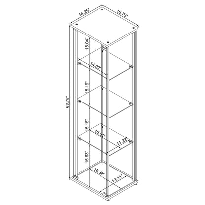 Bellatrix Rectangular 4-shelf Curio Cabinet Cappuccino and Clear