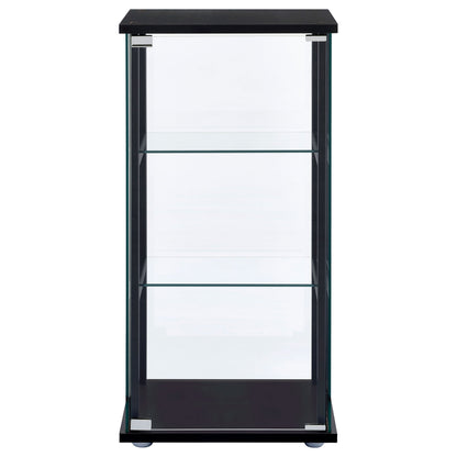 Cyclamen 3-shelf Glass Curio Cabinet Black and Clear