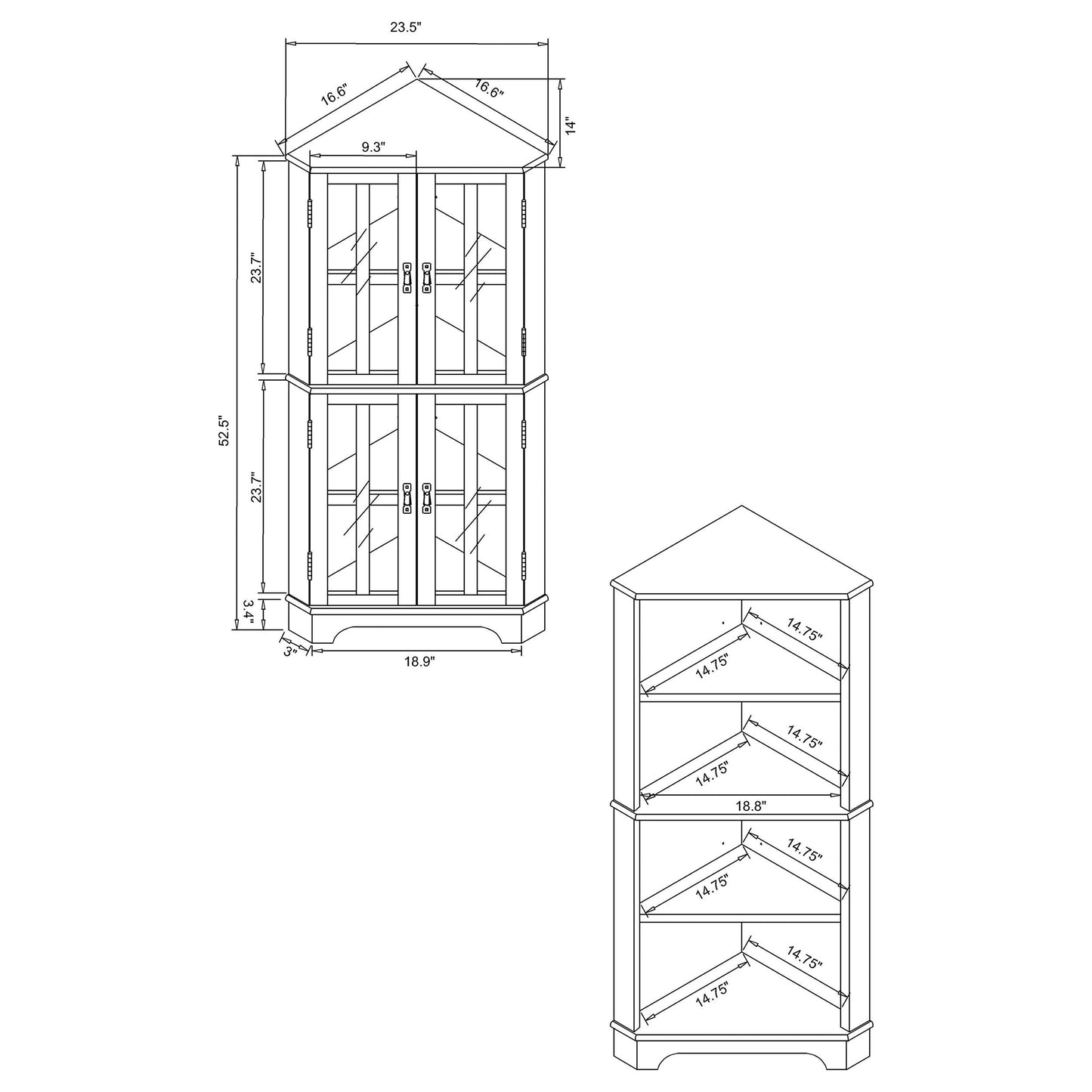 Coreosis 4-shelf Corner Curio Cabinet Golden Brown