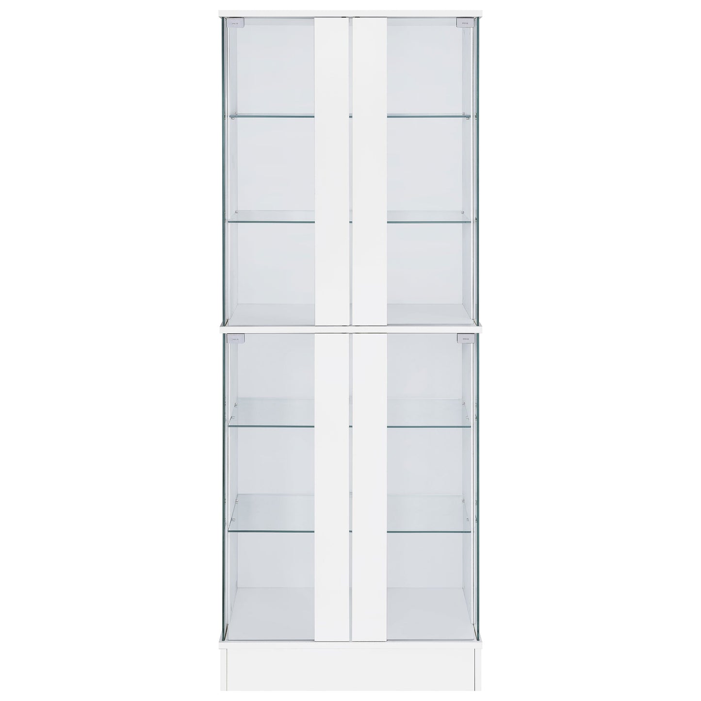 Cabra Display Case Curio Cabinet with Glass Shelves and LED Lighting White High Gloss