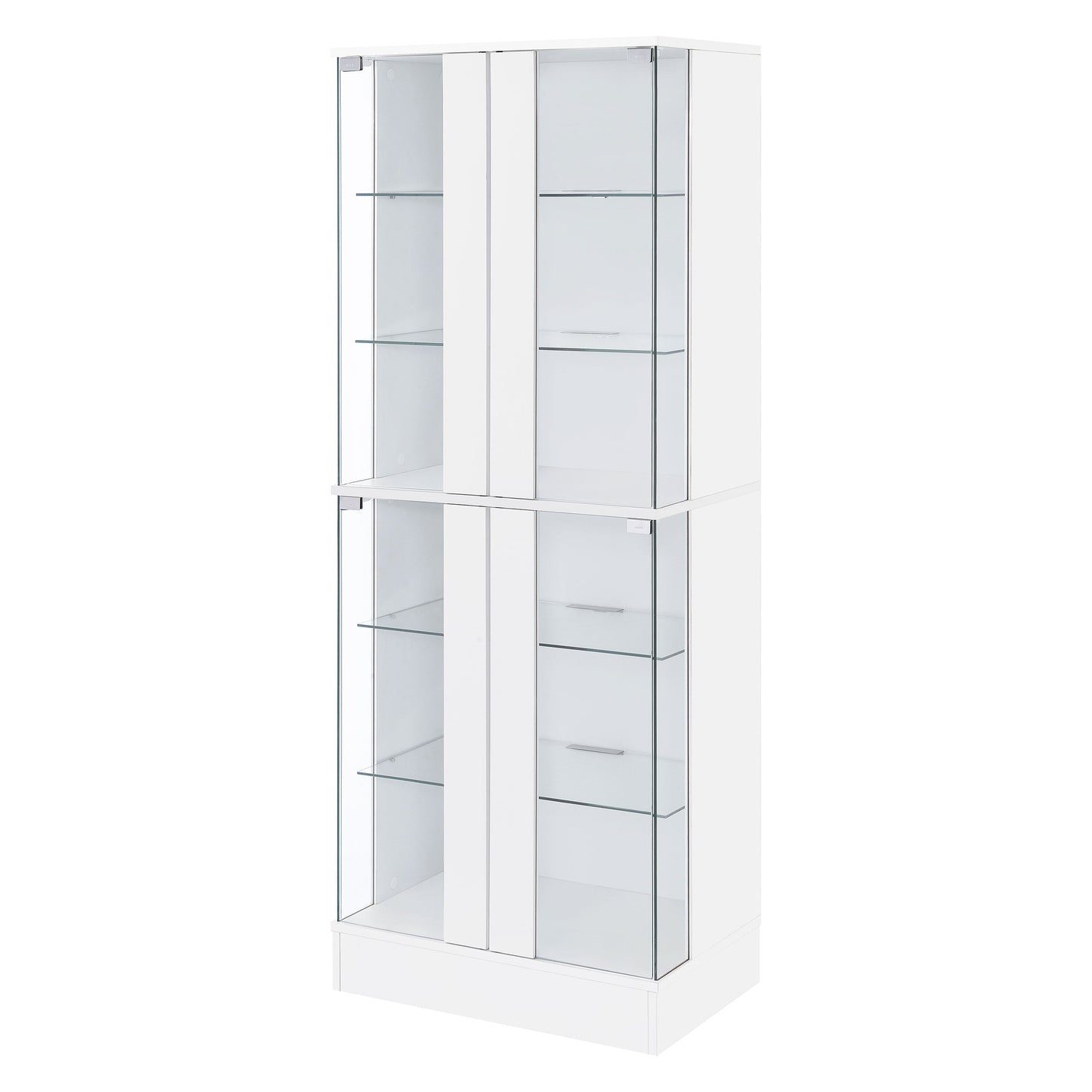 Cabra Display Case Curio Cabinet with Glass Shelves and LED Lighting White High Gloss