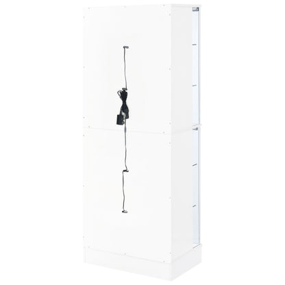 Cabra Display Case Curio Cabinet with Glass Shelves and LED Lighting White High Gloss