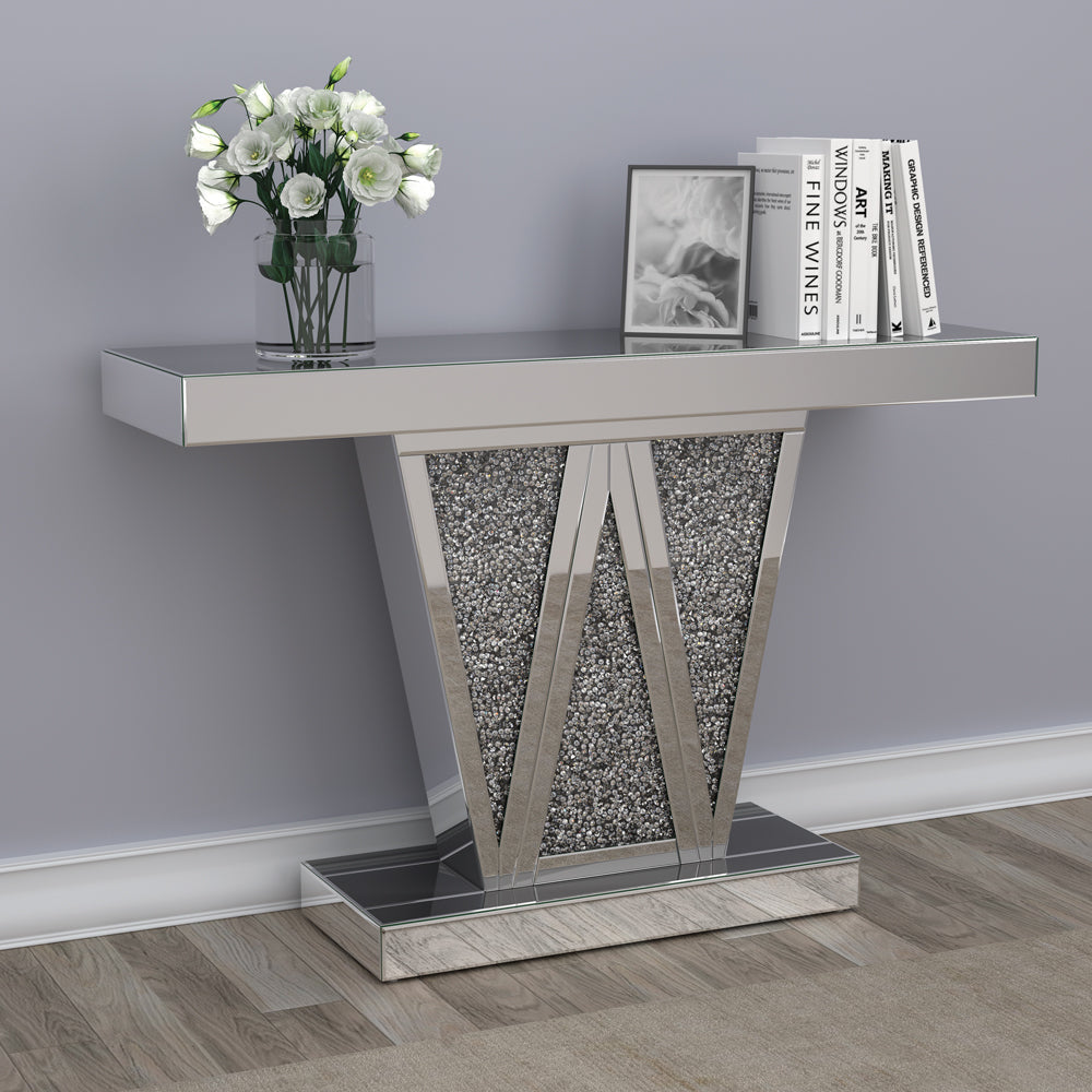 Crocus Rectangular Console Table Silver