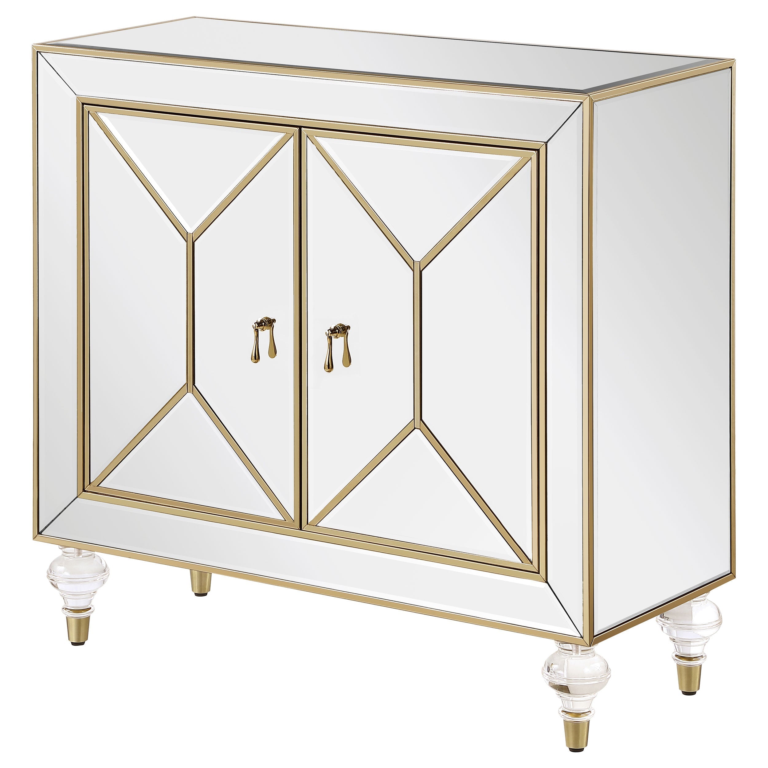 Lupin 2-door Accent Cabinet Mirror and Champagne