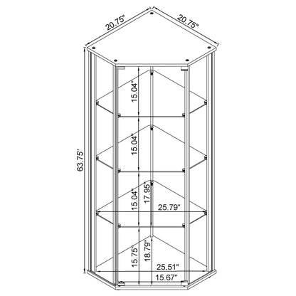 Zenobia Glass Shelf Curio Cabinet Clear and Black