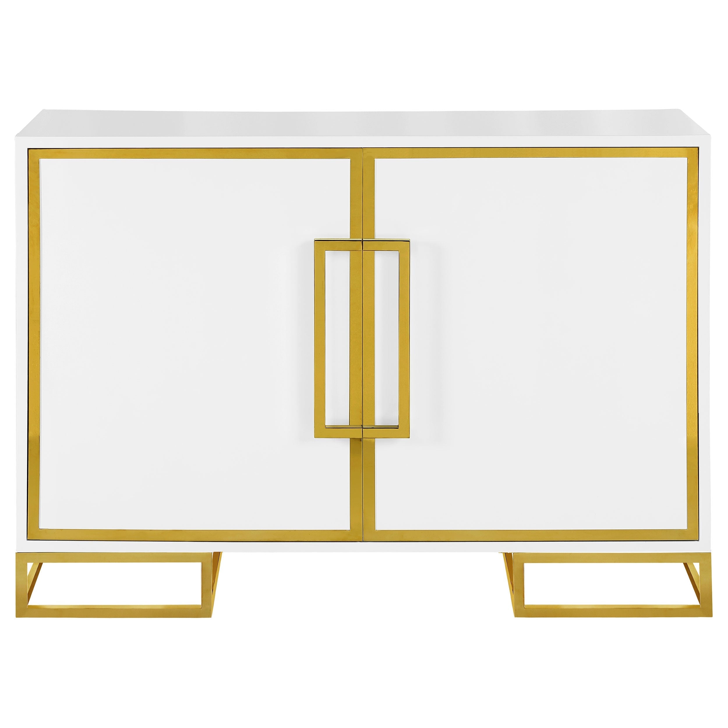 Elsa 2-door Accent Cabinet with Adjustable Shelves White and Gold