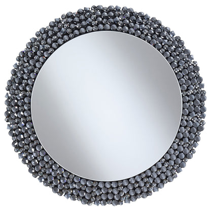 Claudette Round Wall Mirror with Textural Frame Grey