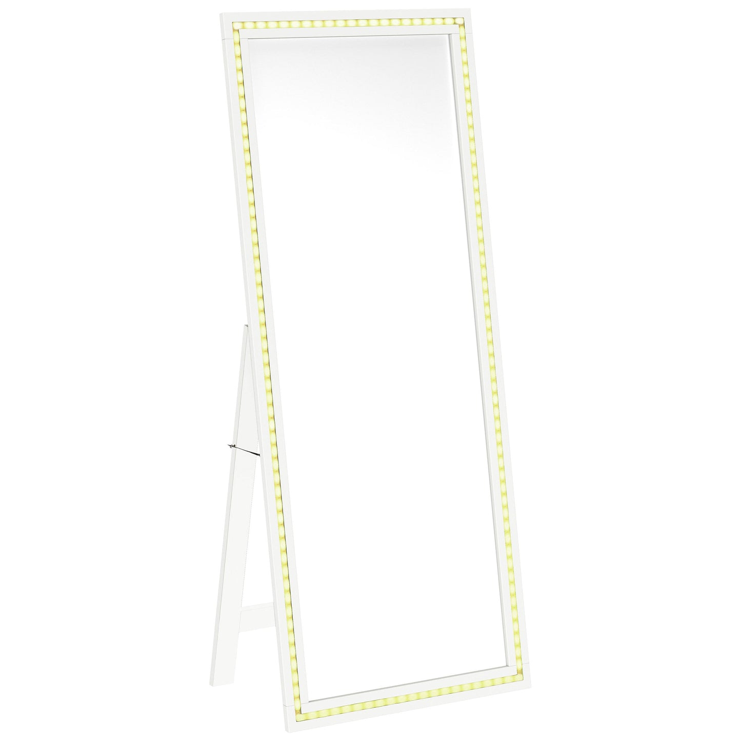 Windrose 28 x 67 Inch Tempered LED Standing Mirror White