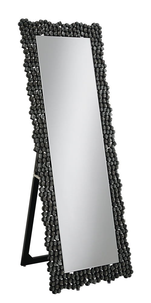 Mckay Textural Frame Cheval Floor Mirror Silver and Smoky Grey