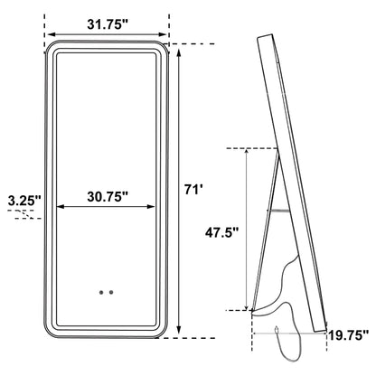 Glendora 32 x 71 Inch LED Standing Mirror BT Speakers Black