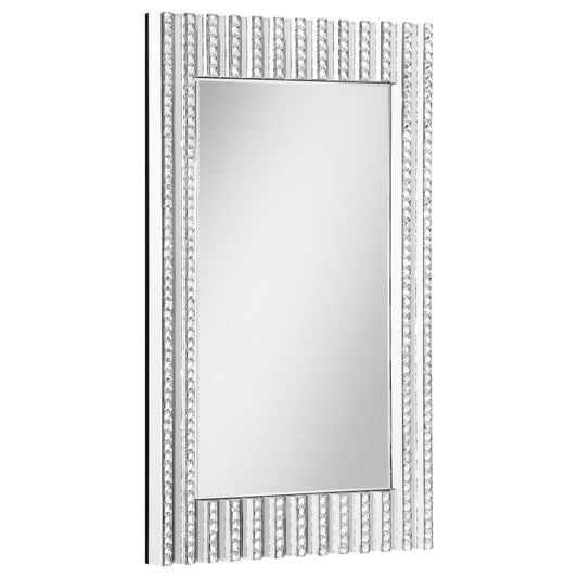 Aideen Rectangular Wall Mirror with Vertical Stripes of Faux Crystals