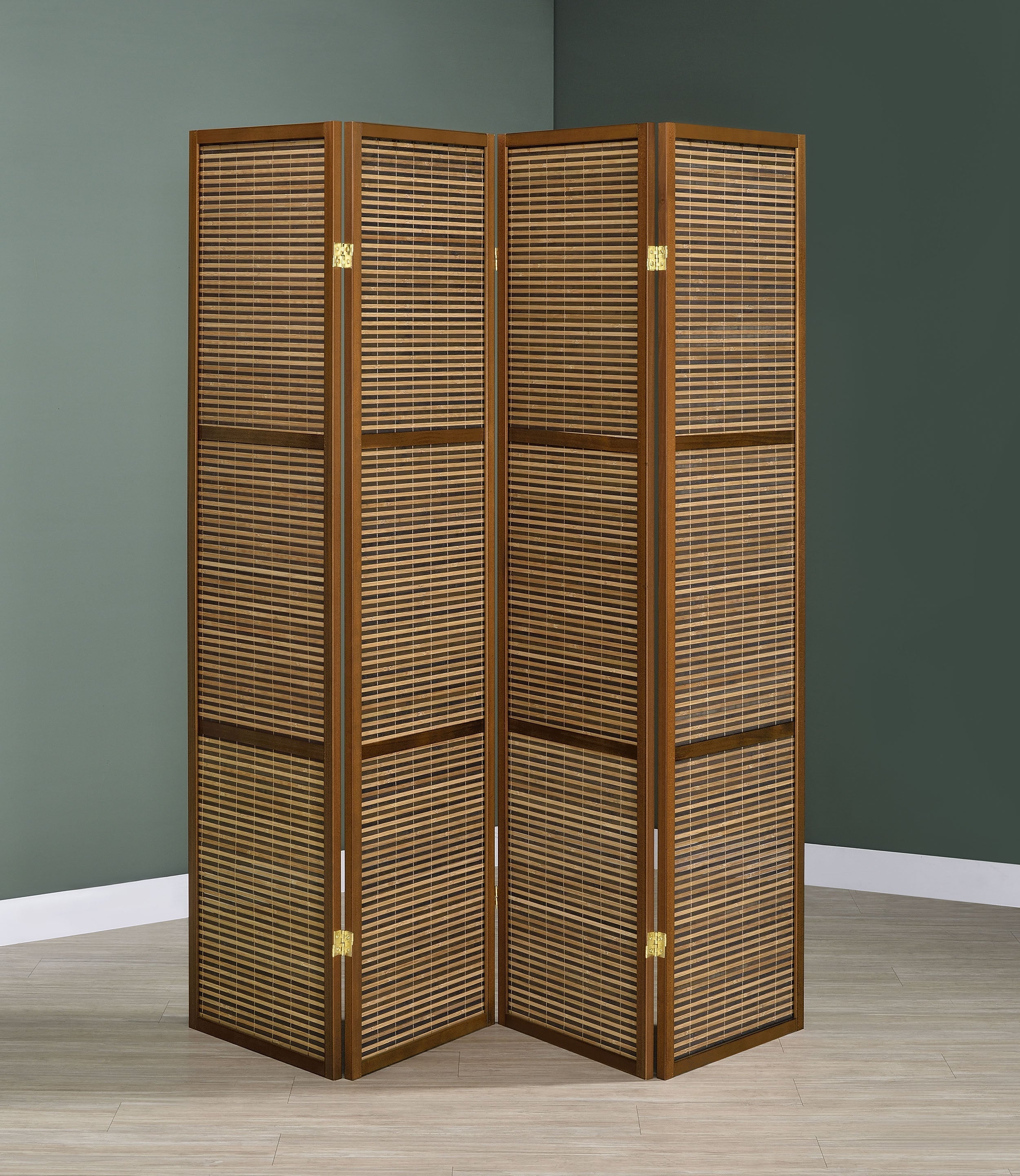 Browning 4-panel Bamboo Room Divider Folding Screen Walnut