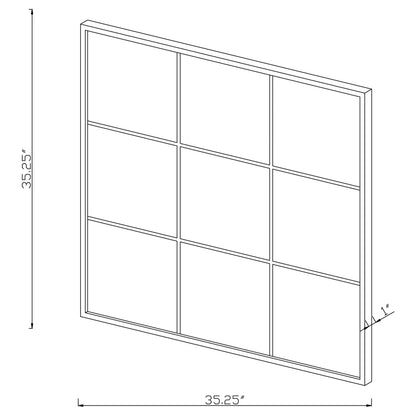 Quetzal Square Window Pane Wall Mirror Black