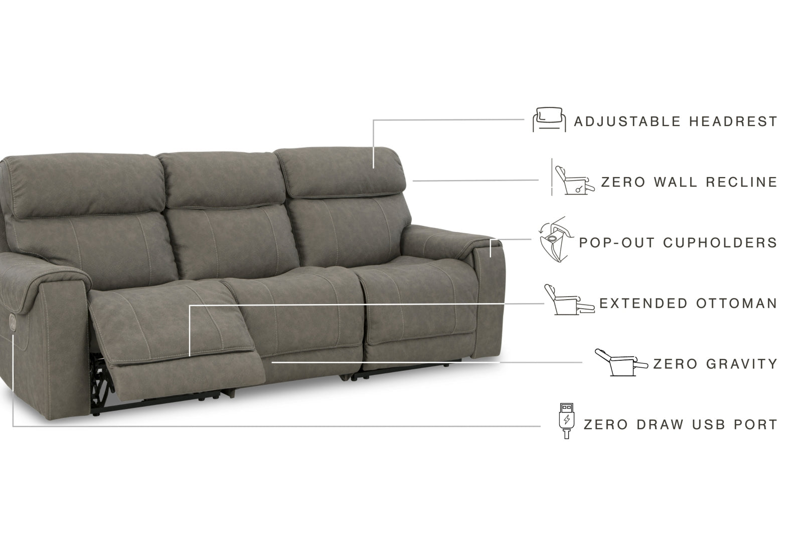 Starbot 3-Piece Power Reclining Sectional Loveseat with Console