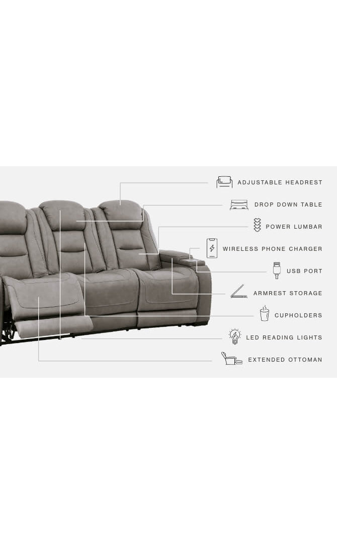 The Man-Den PWR REC Sofa with ADJ Headrest